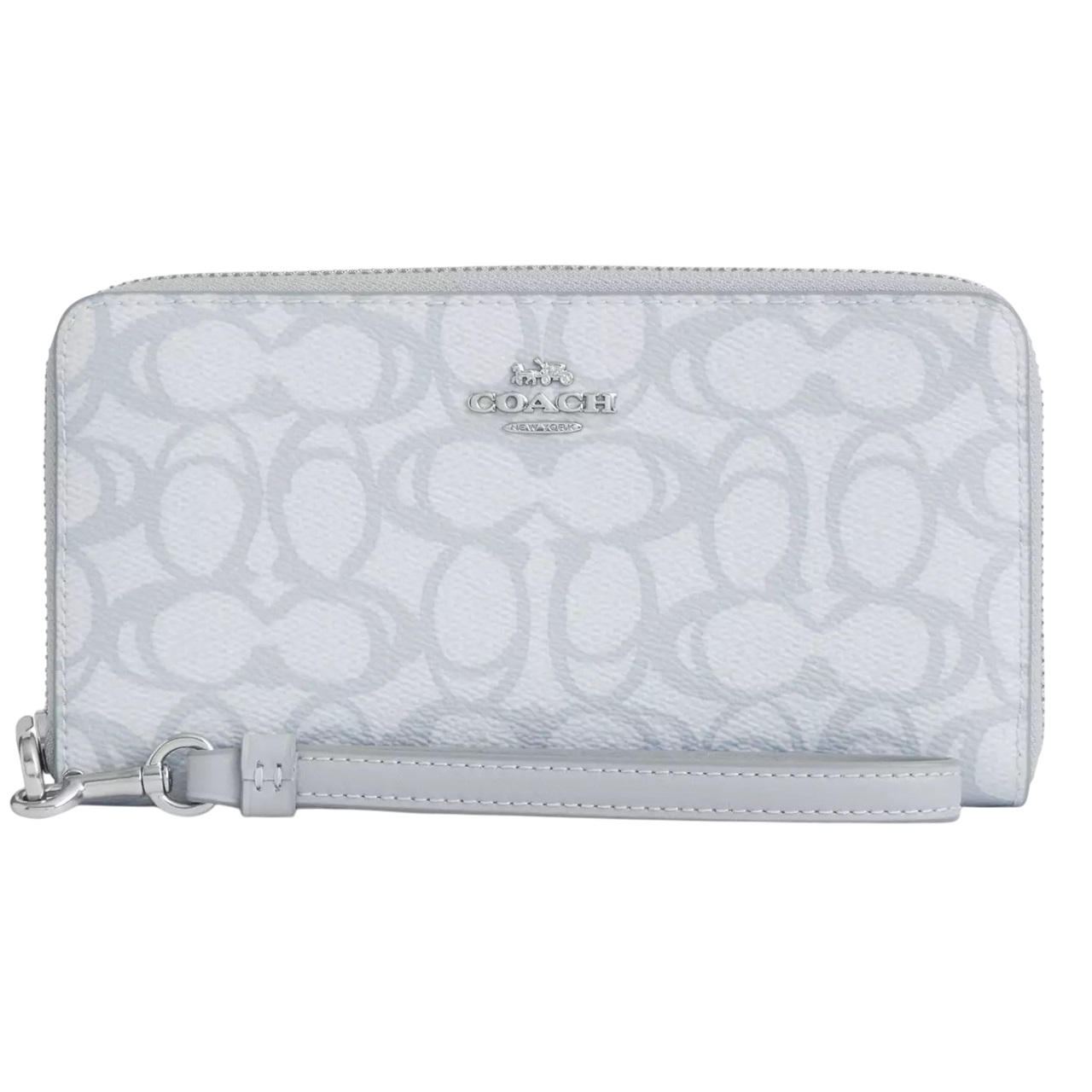 Ví Coach Long Zip Around Wallet In Sketch Signature Canvas Ice Blue CBO02 4