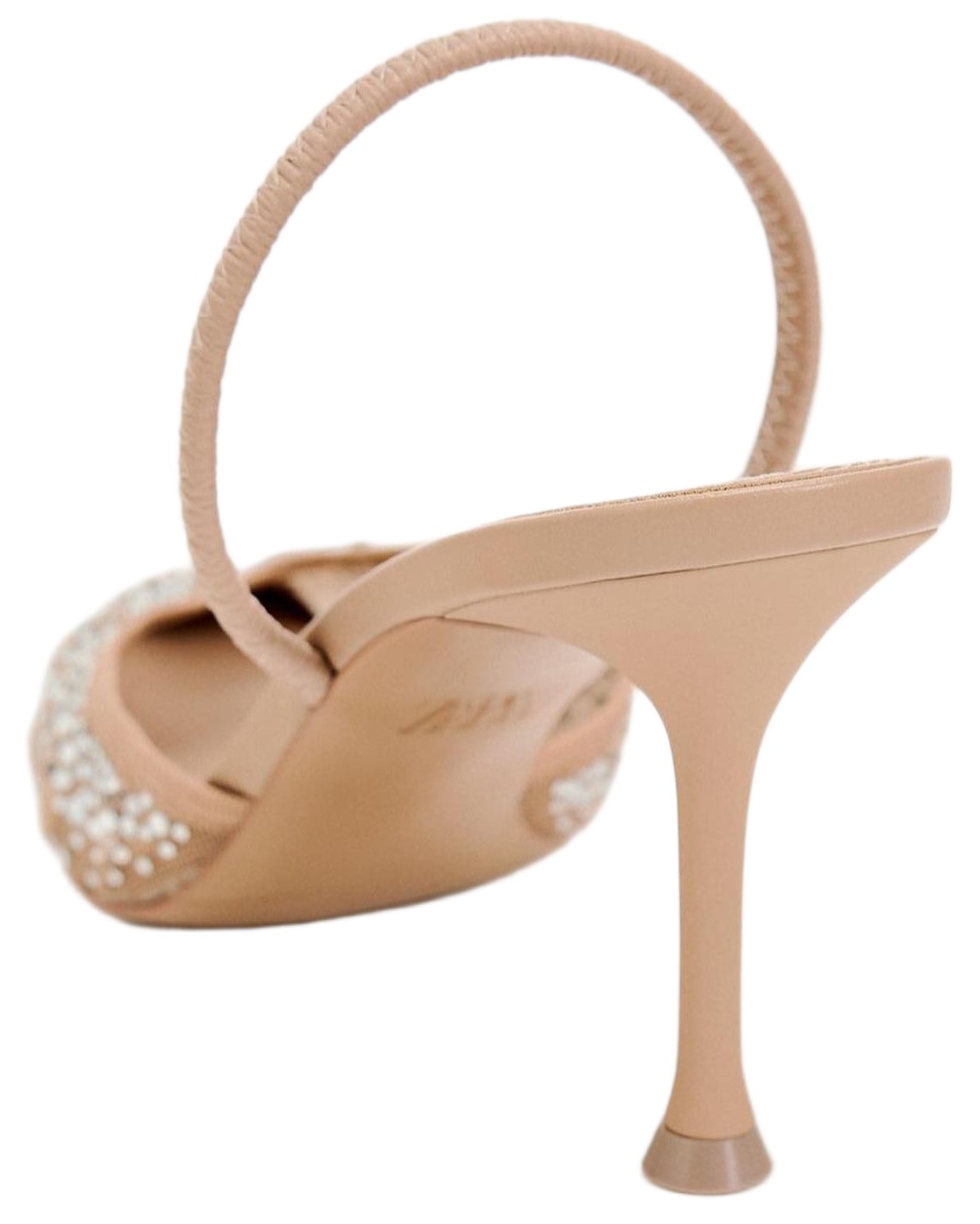 Guốc Zara Mesh Heeled Mules with Back Strap Pointed Toe Pumps 7