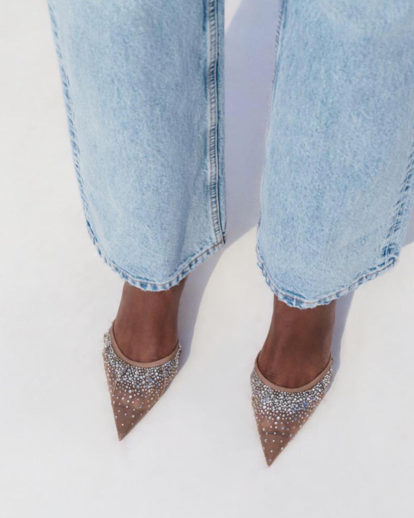 Guốc Zara Mesh Heeled Mules with Back Strap Pointed Toe Pumps 8