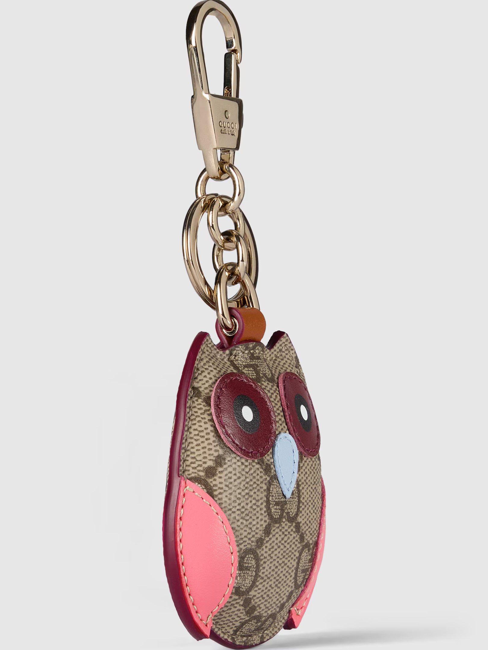 Móc khóa Gucci Owl-Shaped Beige and Dark Brown New GG Monogram Canvas Bag Charm 2