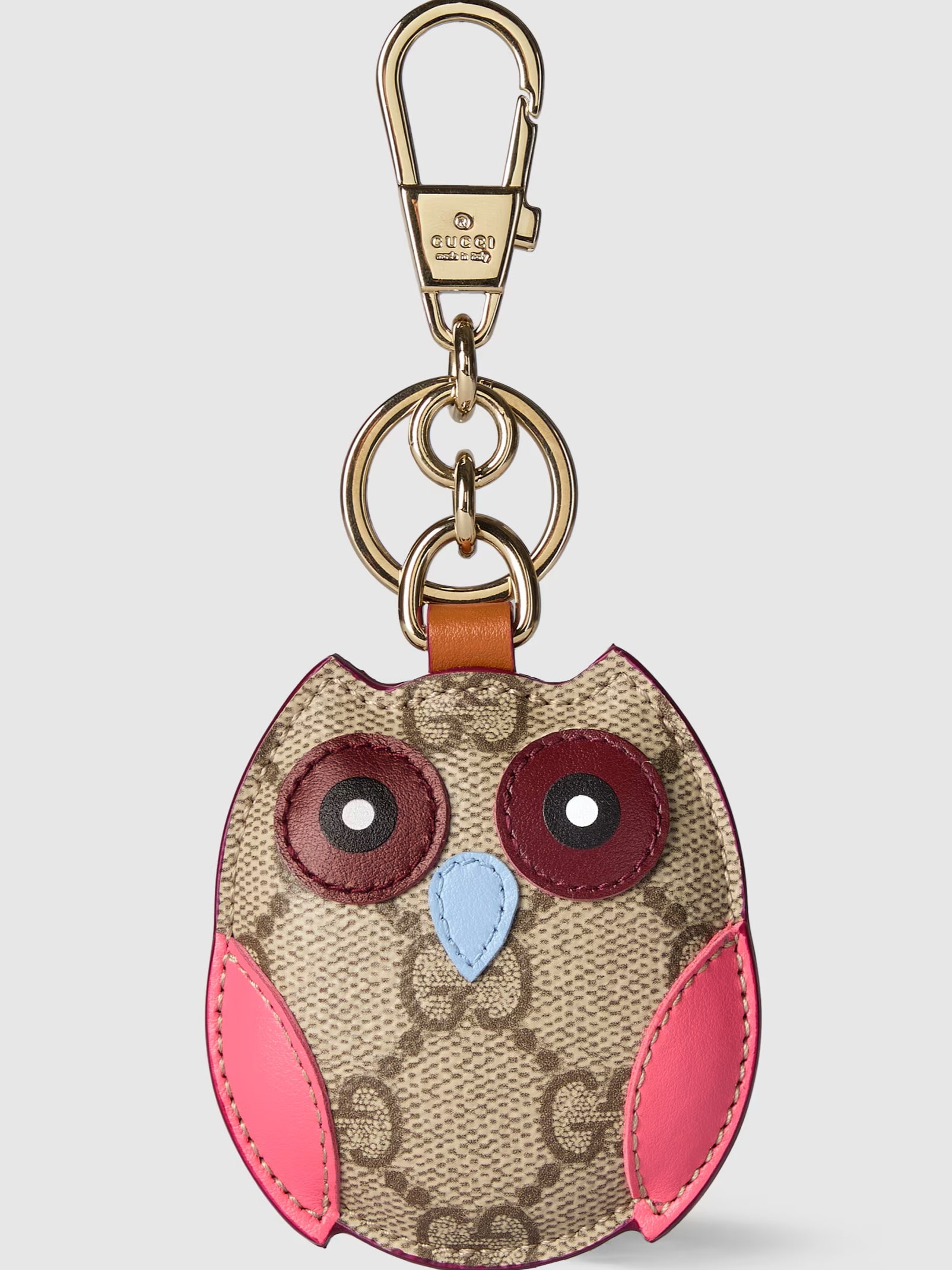 Móc khóa Gucci Owl-Shaped Beige and Dark Brown New GG Monogram Canvas Bag Charm 3
