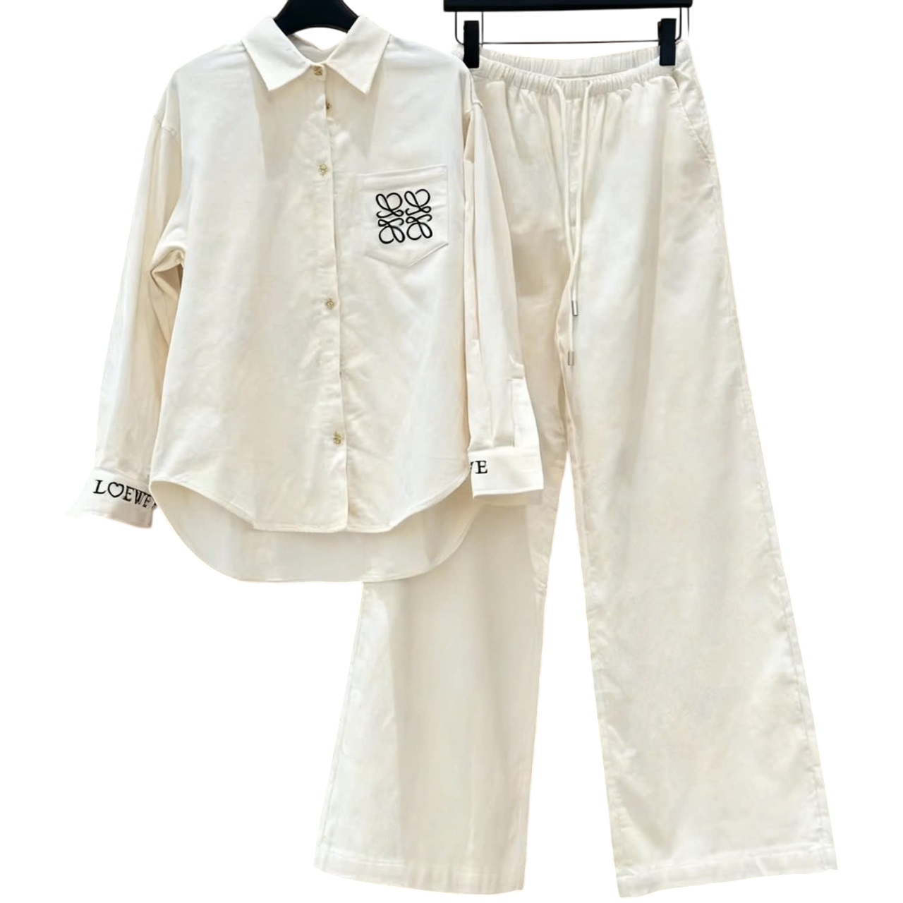 Set áo sơ mi quần dài xanh trắng Loewe 7