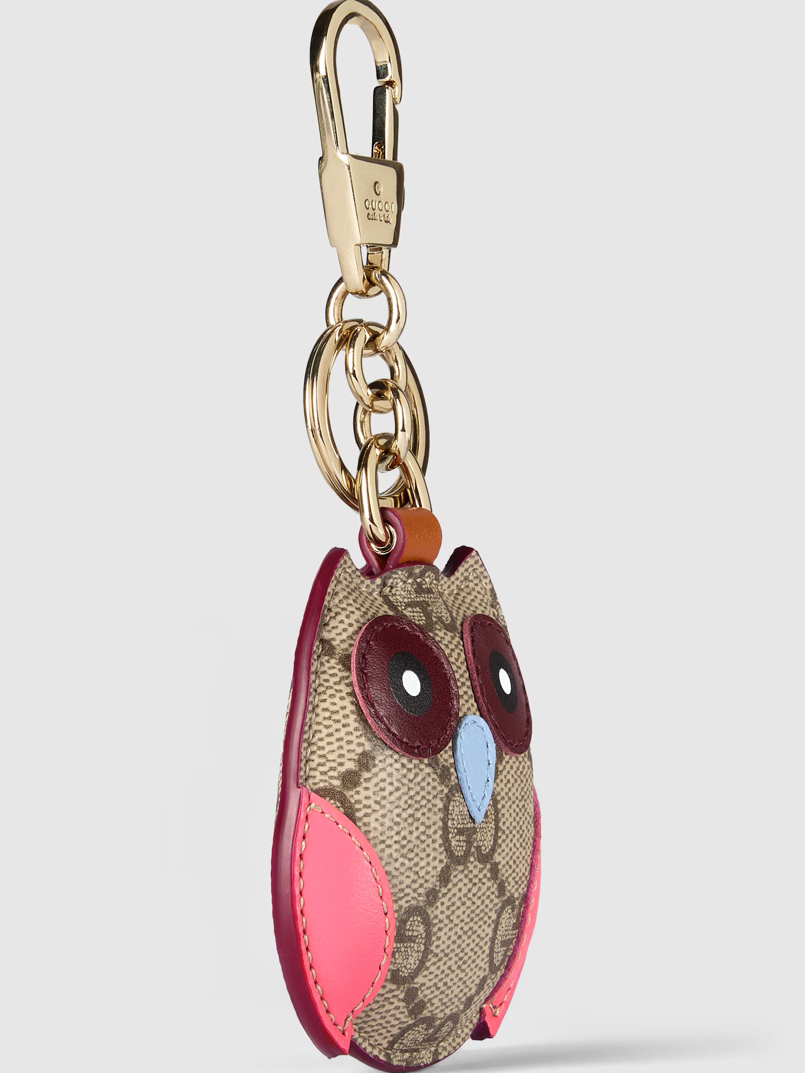 Móc khóa Gucci Owl-Shaped Beige and Dark Brown New GG Monogram Canvas Bag Charm 1
