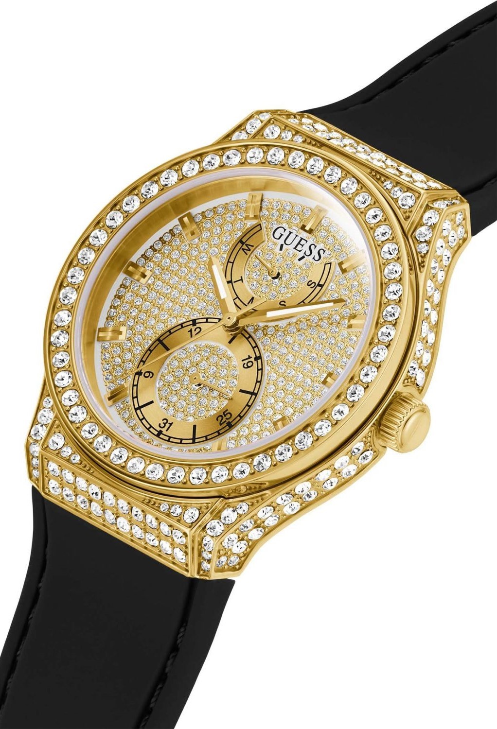 ĐỒNG HỒ NỮ GUESS MULTIFUNCTION CRYSTALLIZED PRINCESS BLACK GOLD TONE LADIES WATCH GW0439L2 4