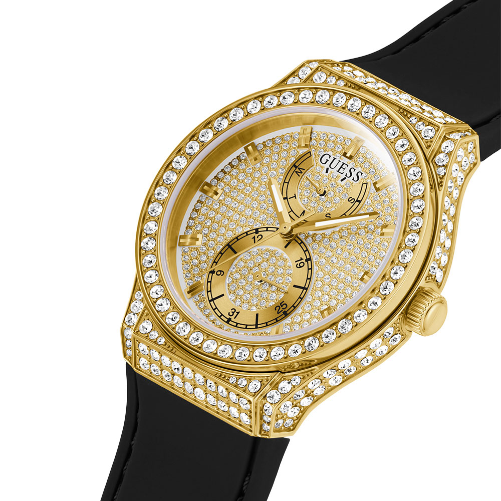 ĐỒNG HỒ NỮ GUESS MULTIFUNCTION CRYSTALLIZED PRINCESS BLACK GOLD TONE LADIES WATCH GW0439L2 14