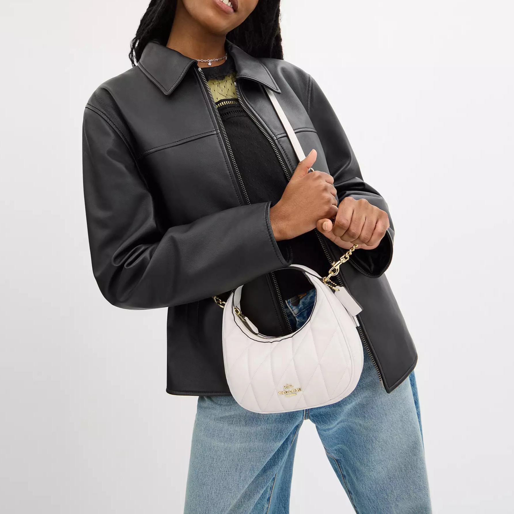 Túi Coach Carmen Mini Crossbody Bag With Quilting Chalk CY710 3