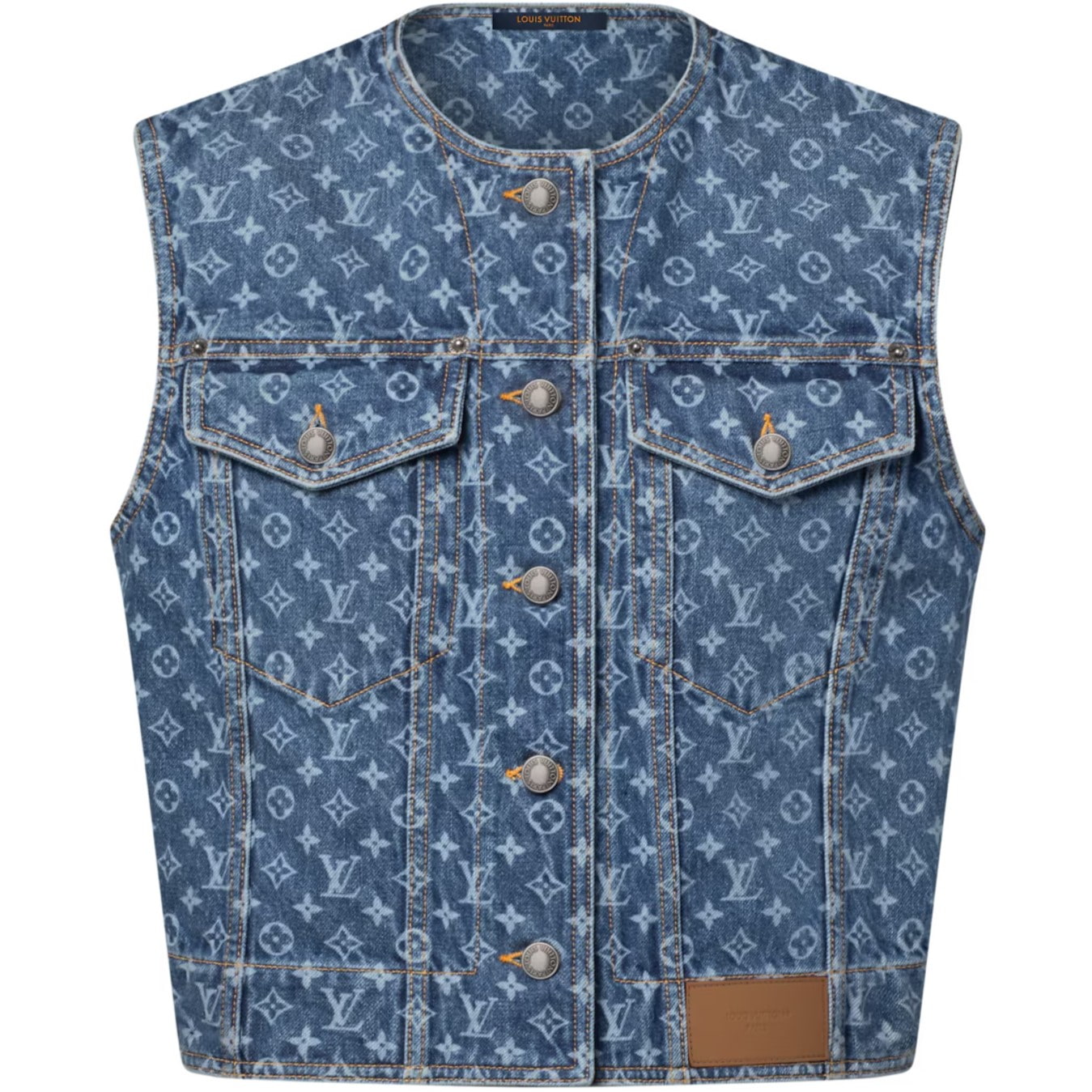 Áo Louis Vuitton Sleeveless Monogram Denim Jacket Blue 1