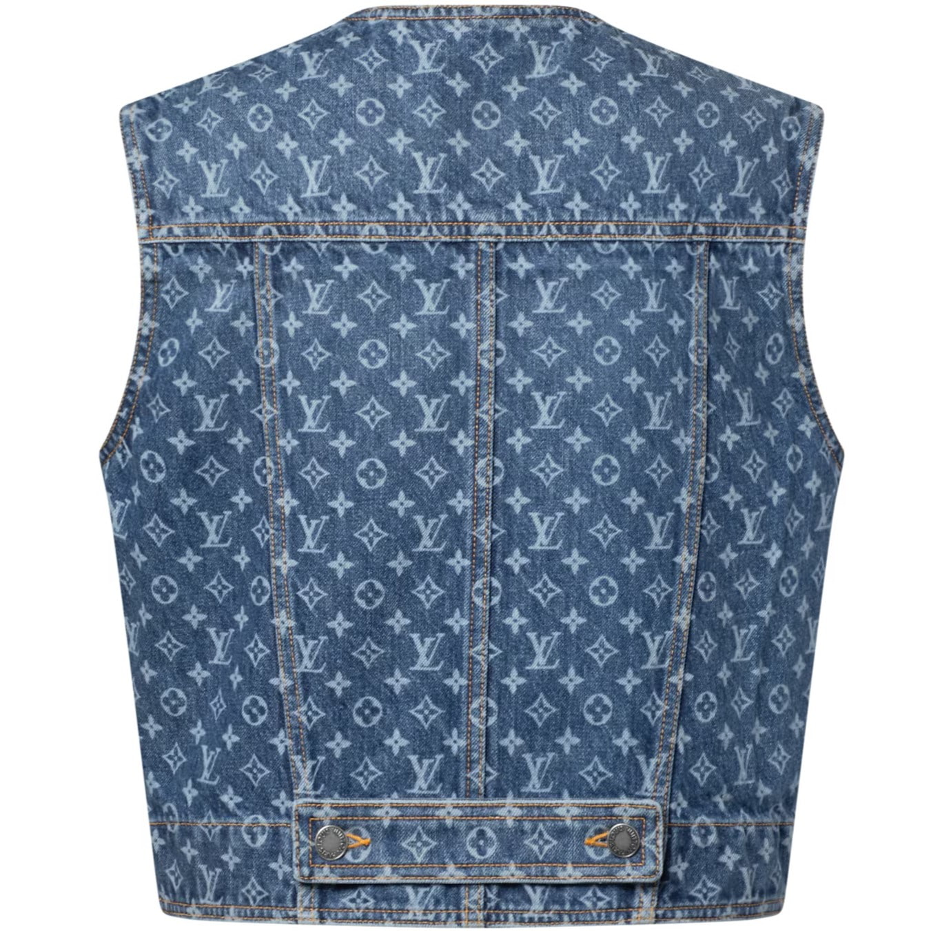 Áo Louis Vuitton Sleeveless Monogram Denim Jacket Blue 5