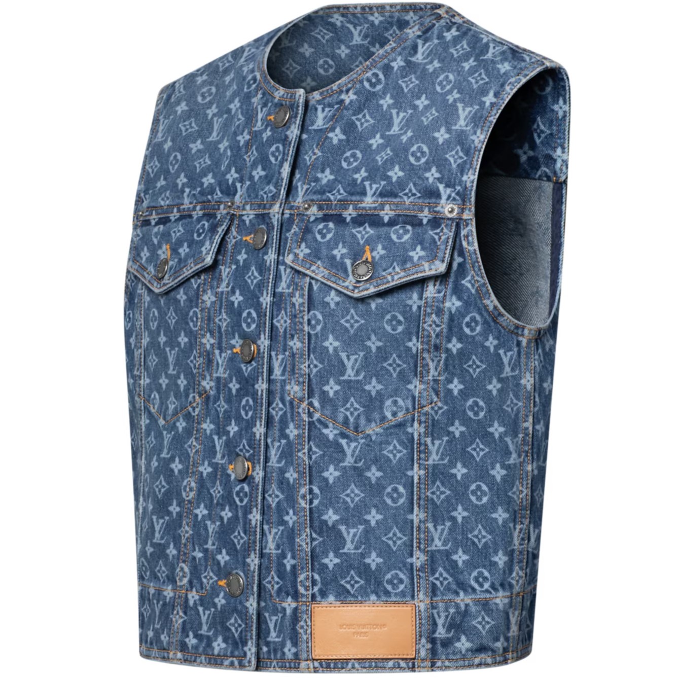Áo Louis Vuitton Sleeveless Monogram Denim Jacket Blue 6