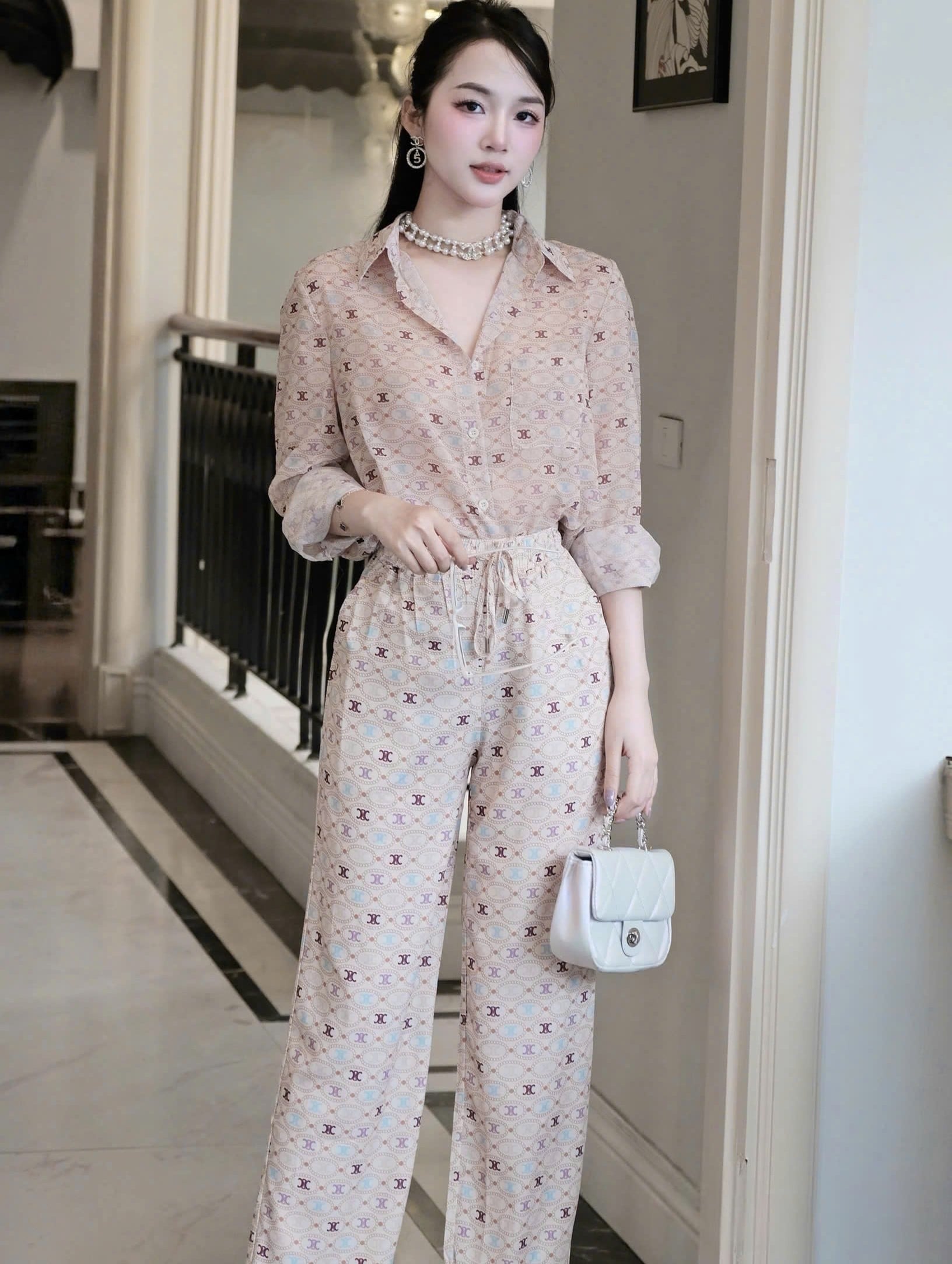 Set bộ áo dài tay quần dài suông Celine 3