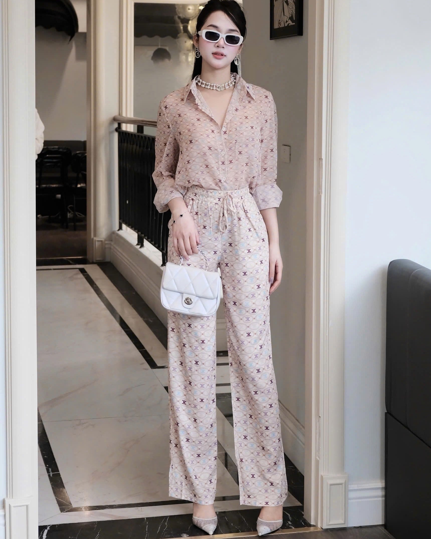 Set bộ áo dài tay quần dài suông Celine 4
