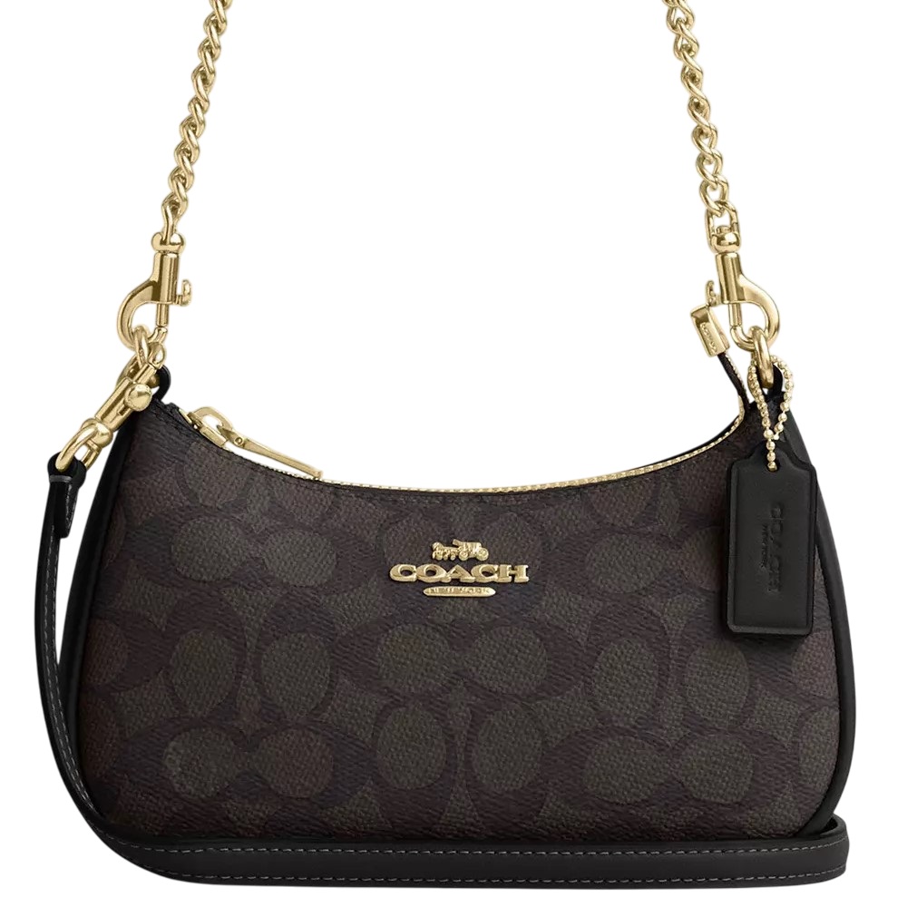 Túi Coach Teri Mini Crossbody Bag In Signature Canvas Walnut CW323 5