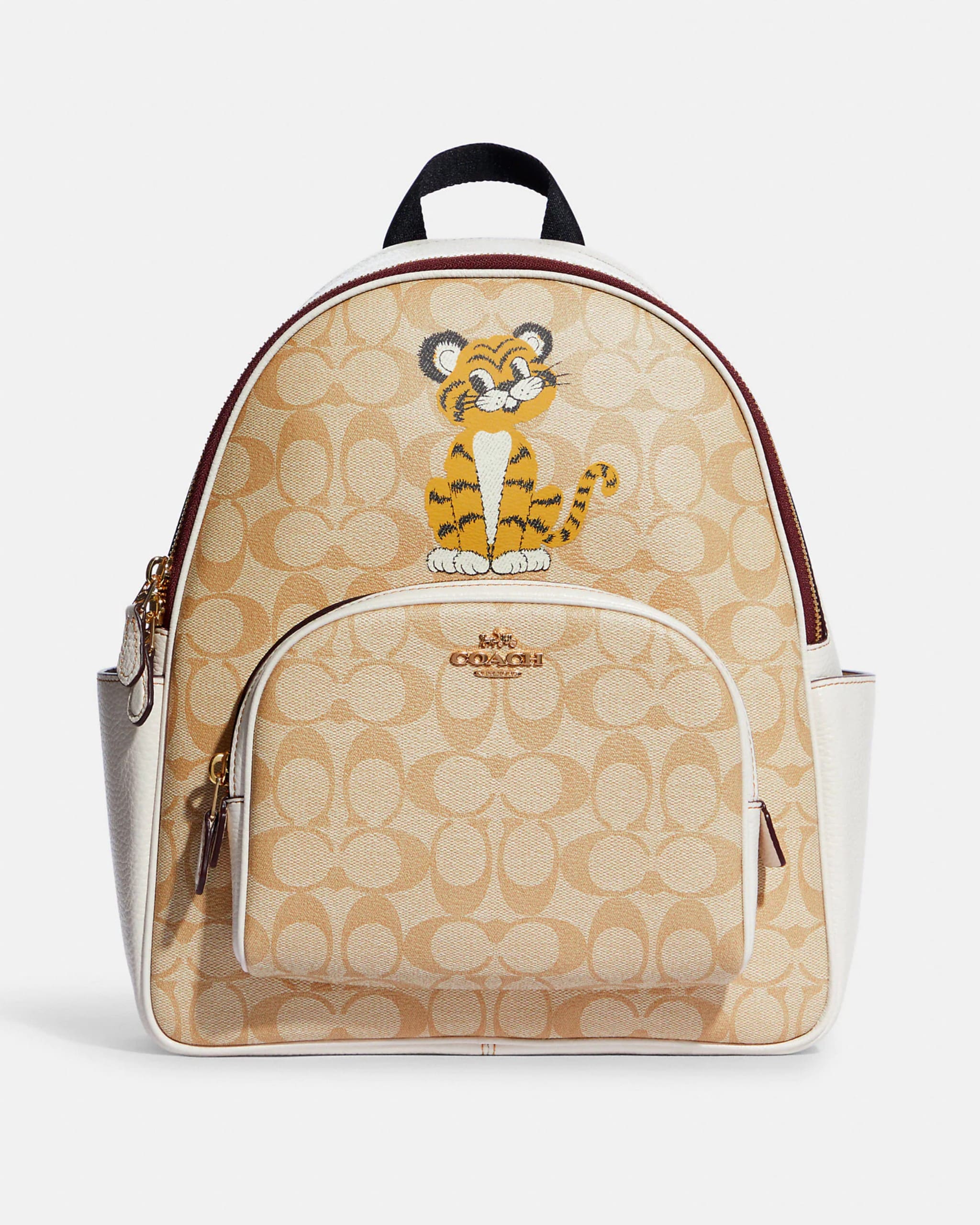 BALO NỮ COACH COURT BACKPACK IN SIGNATURE CANVAS WITH TIGER 3