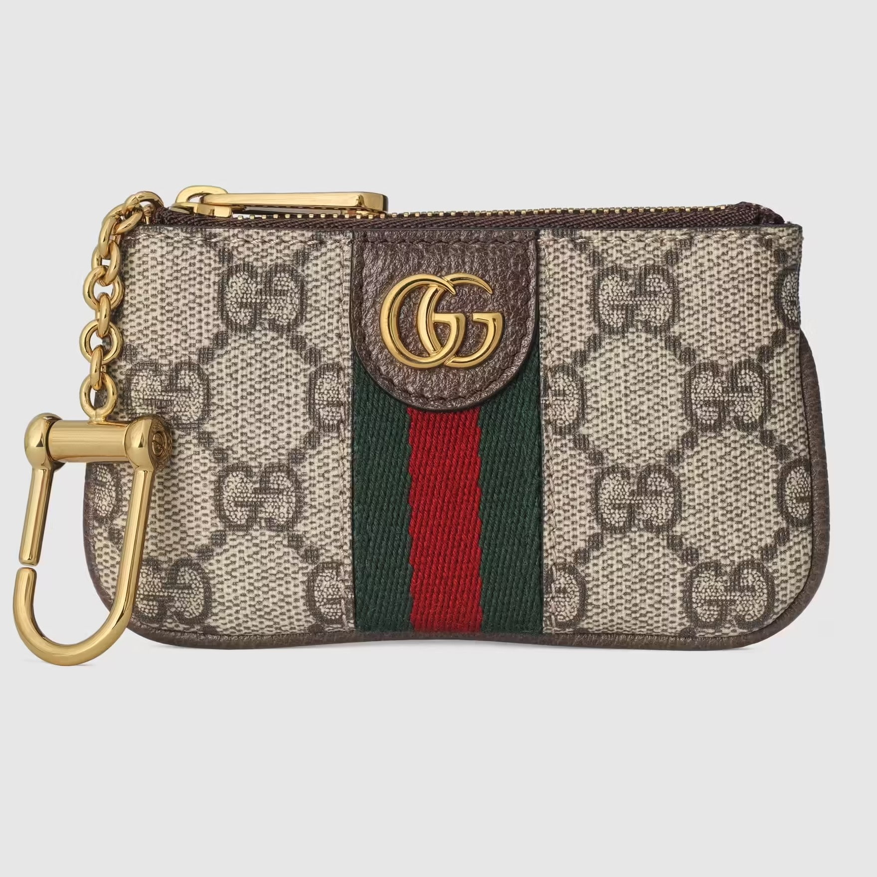 VÍ GUCCI MINI LIGHT OPHIDIA KEY CASE IN BEIGE AND EBONY GG SUPREME CANVAS 5
