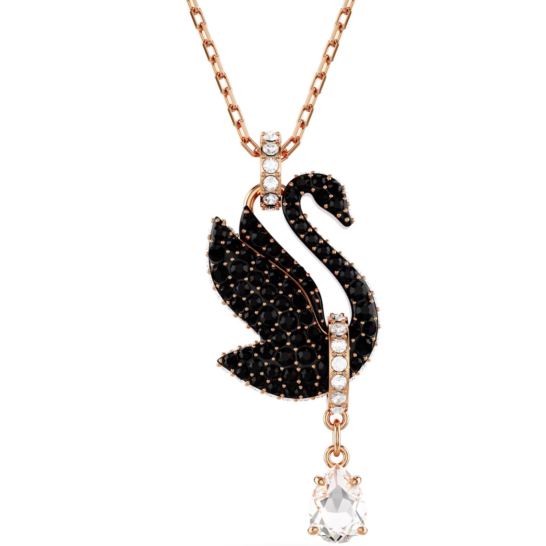 DÂY CHUYỀN SWAROVSKI THIÊN NGA SWAN PENDANT SMALL BLACK ROSE GOLD-TONE PLATED 5678045 1