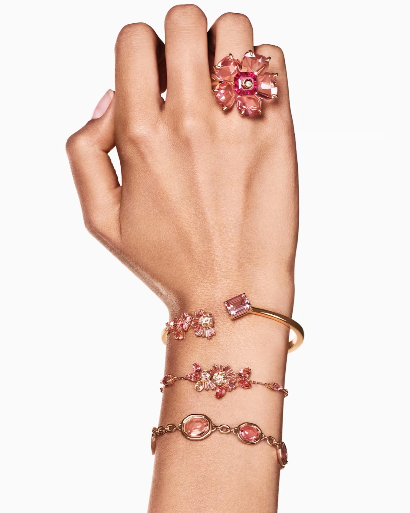 LẮC TAY SWAROVSKI GEMA BANGLE MIXED CUTS PINK GOLD-TONE PLATED 5688481 3