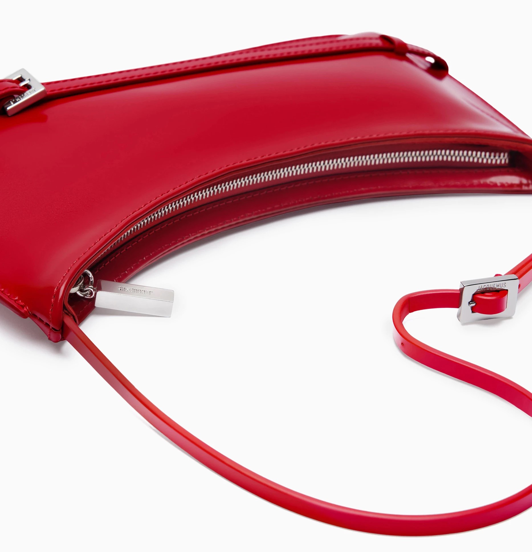 Túi kẹp nách Jacquemus Le Bisou Ceinture Patent Leather Shoulder Bag Red 6