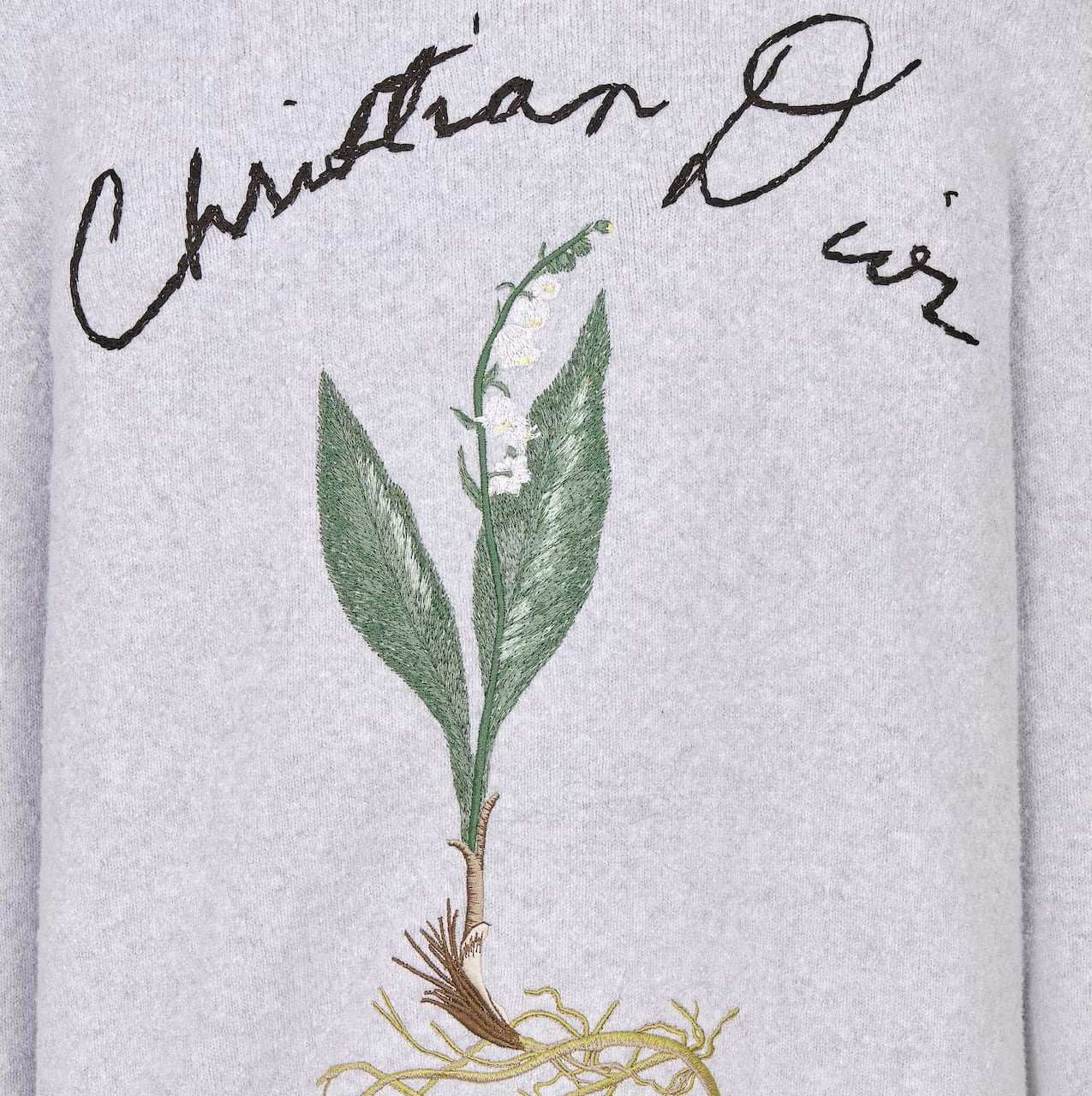 ÁO THUN DIOR LILY OF THE VALLEY SWEATER GRAY COTTON-BLEND JERSEY 2