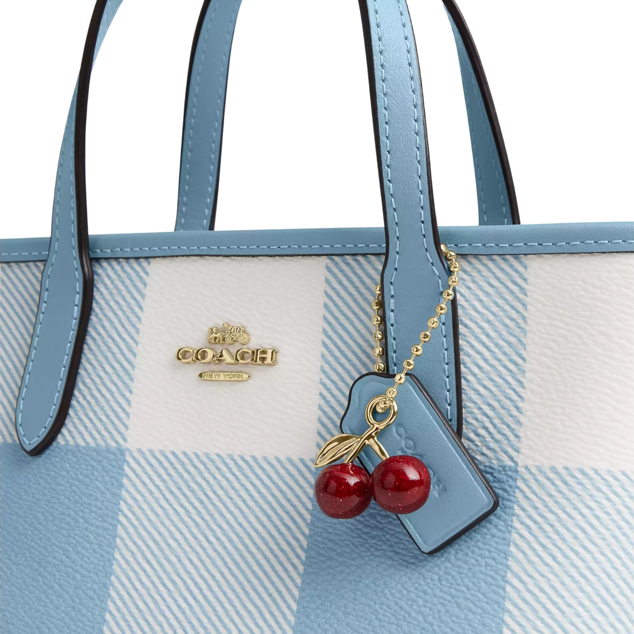 Túi Coach City Mini Tote Bag With Gingham Print And Charm CEU32 1