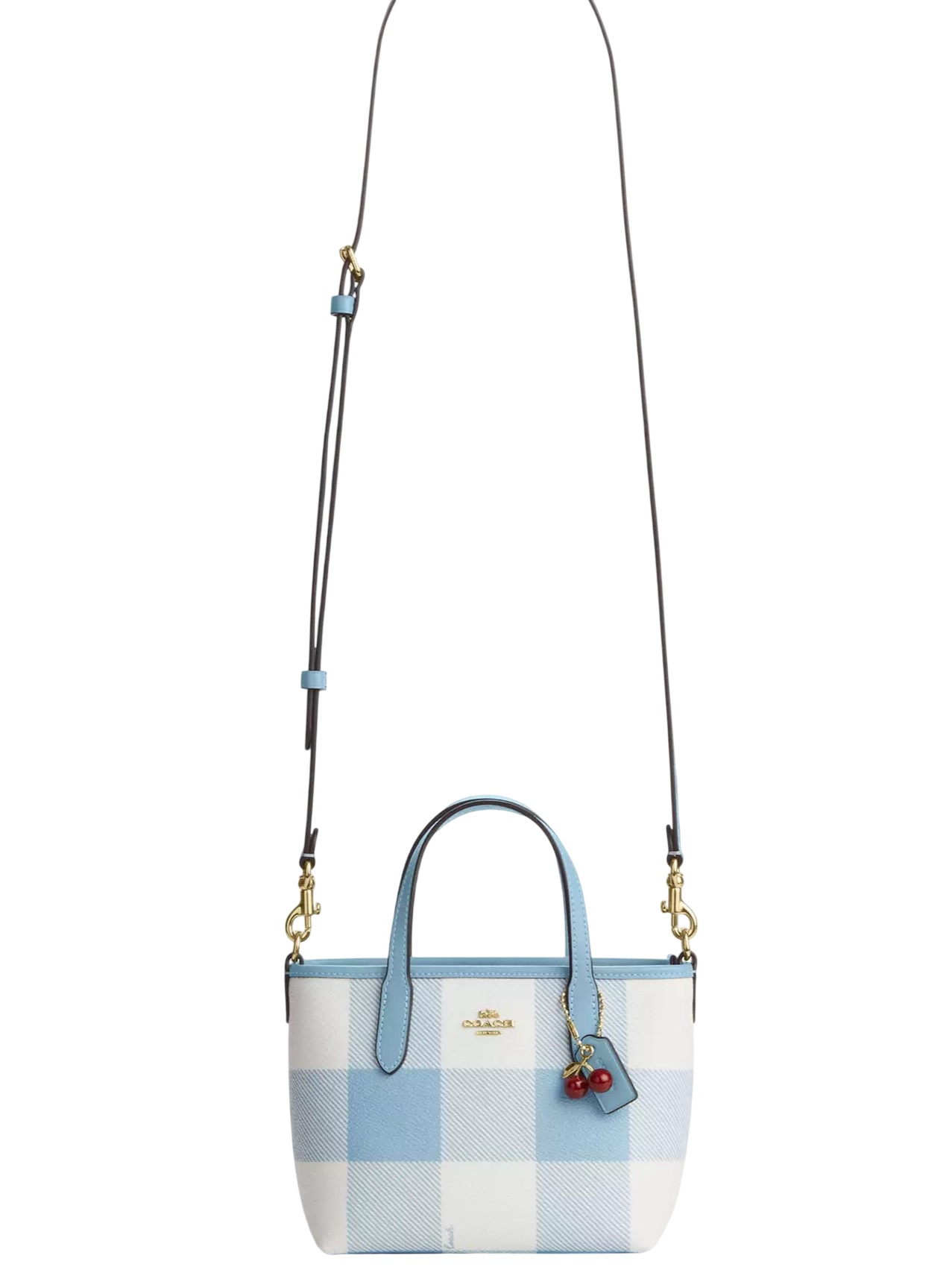 Túi Coach City Mini Tote Bag With Gingham Print And Charm CEU32 5