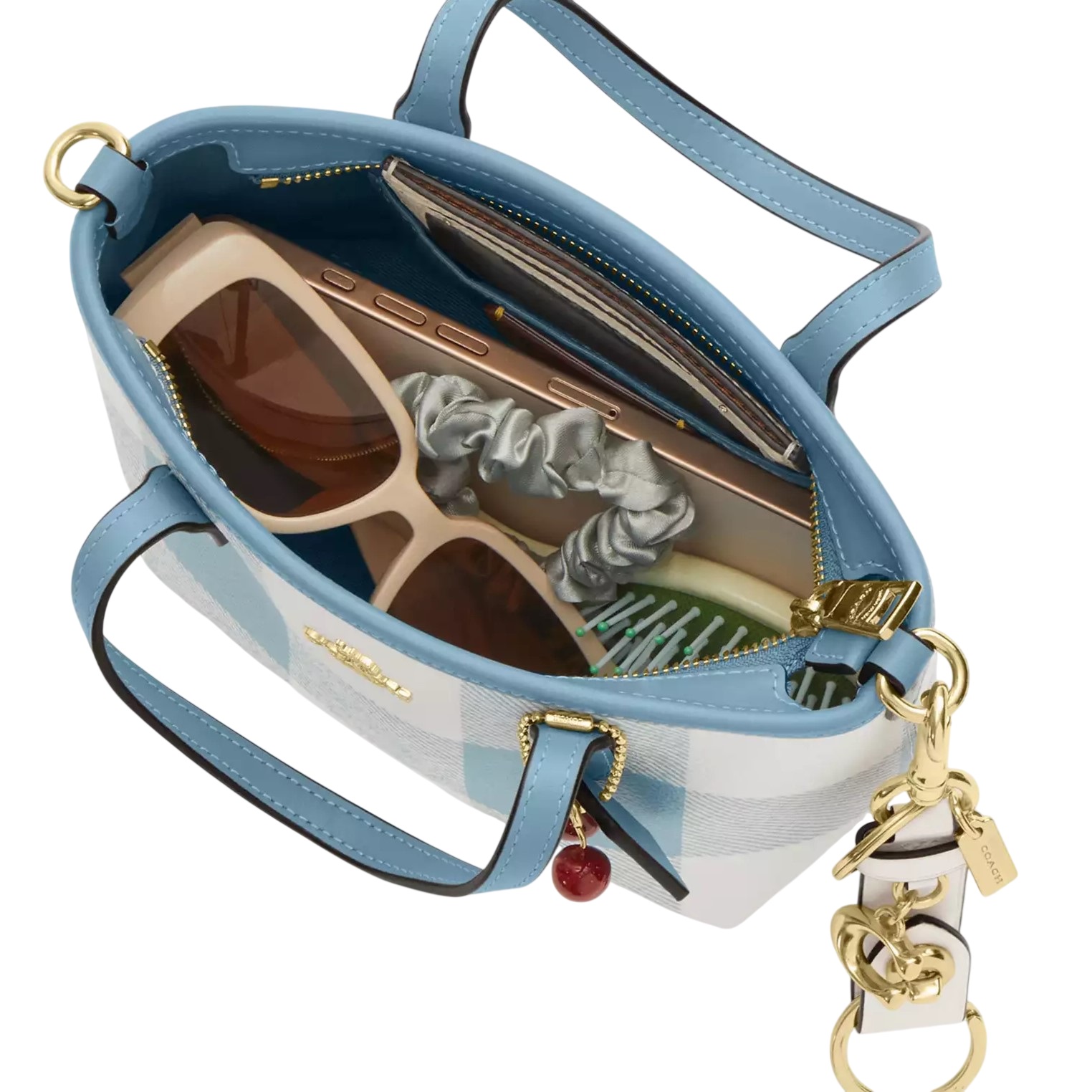 Túi Coach City Mini Tote Bag With Gingham Print And Charm CEU32 6