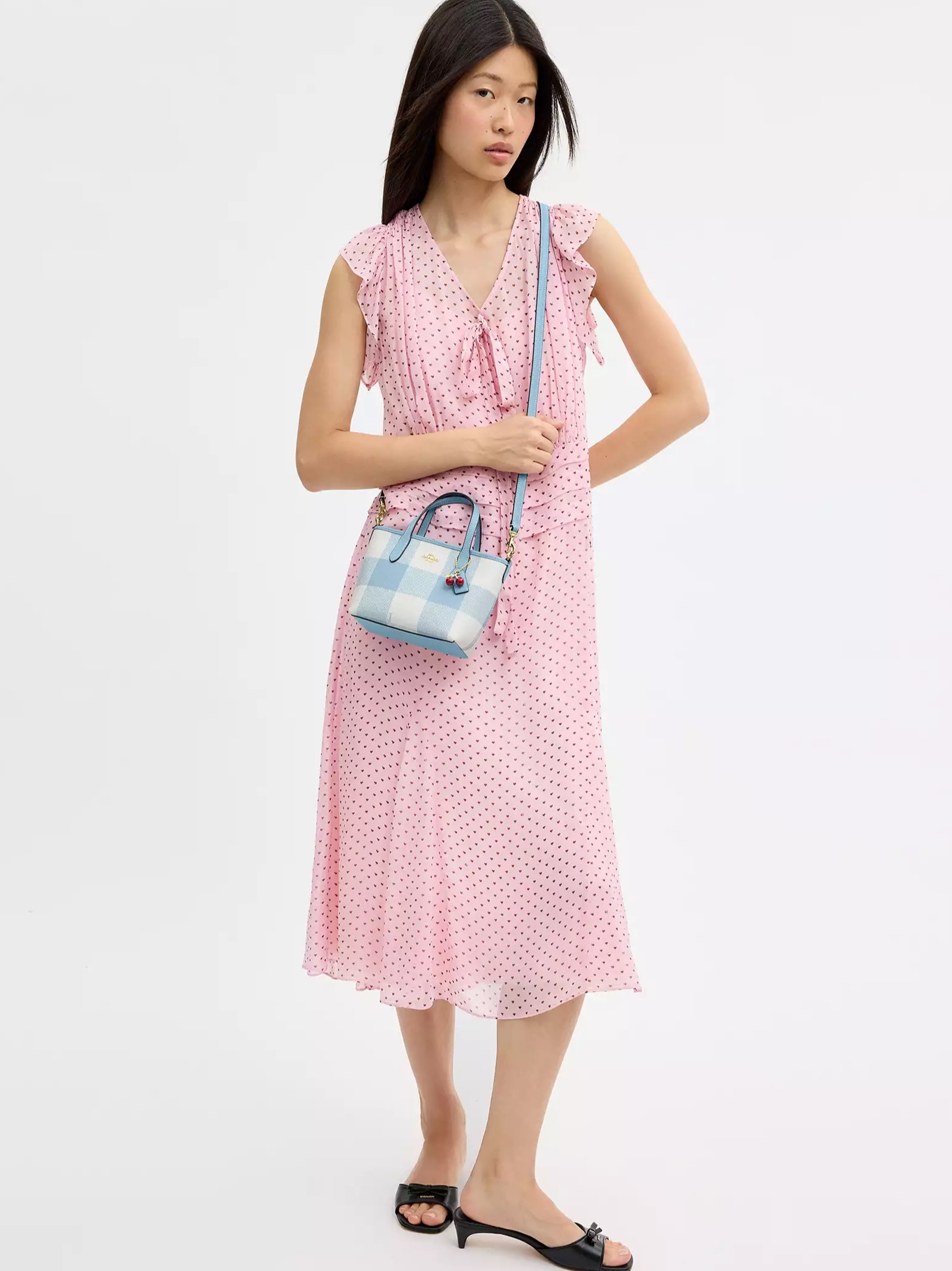 Túi Coach City Mini Tote Bag With Gingham Print And Charm CEU32 7