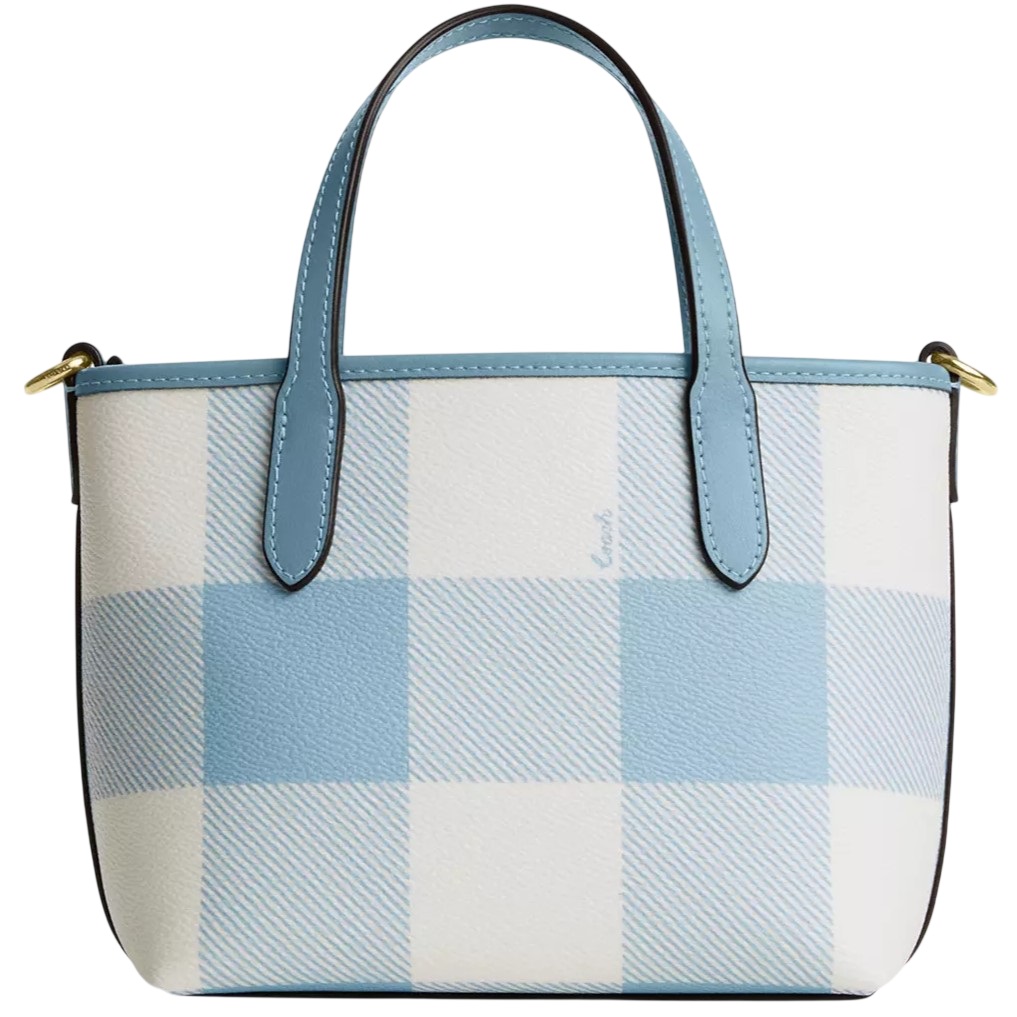Túi Coach City Mini Tote Bag With Gingham Print And Charm CEU32 9