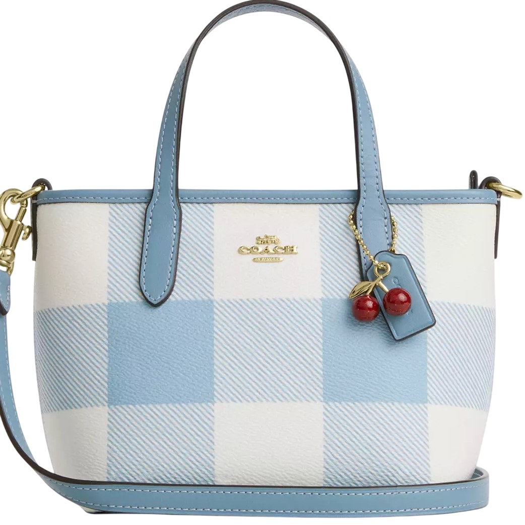 Túi Coach City Mini Tote Bag With Gingham Print And Charm CEU32 10