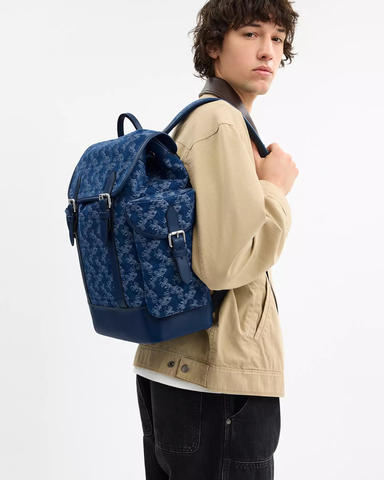 Balo Coach Hitch Backpack With Horse And Carriage Print Deep Blue CAJ51 3