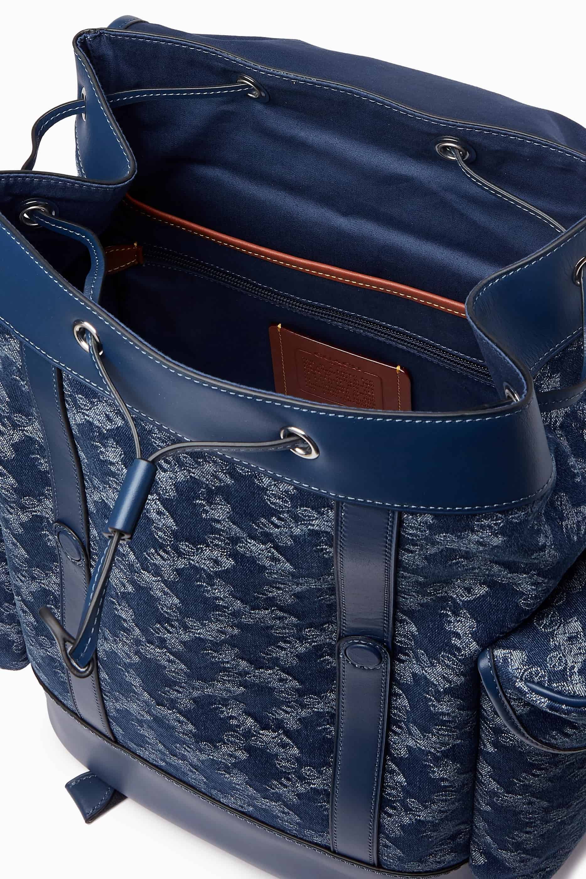 Balo Coach Hitch Backpack With Horse And Carriage Print Deep Blue CAJ51 4