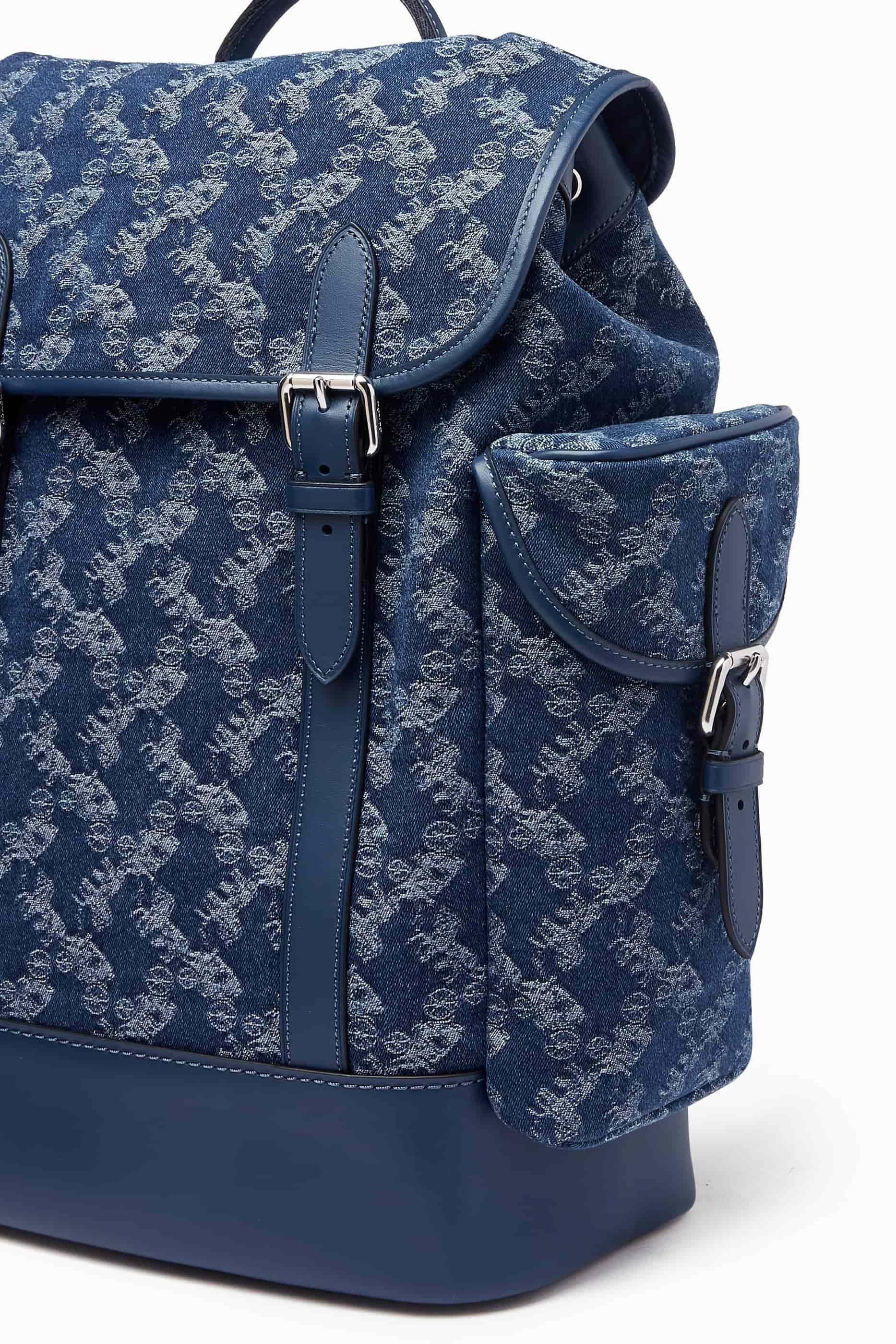 Balo Coach Hitch Backpack With Horse And Carriage Print Deep Blue CAJ51 8