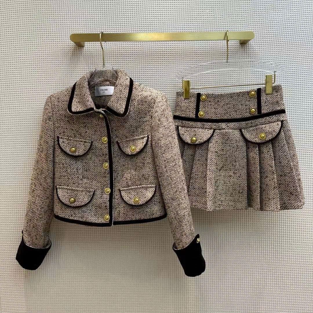 Set váy áo dạ tweed Celine 2