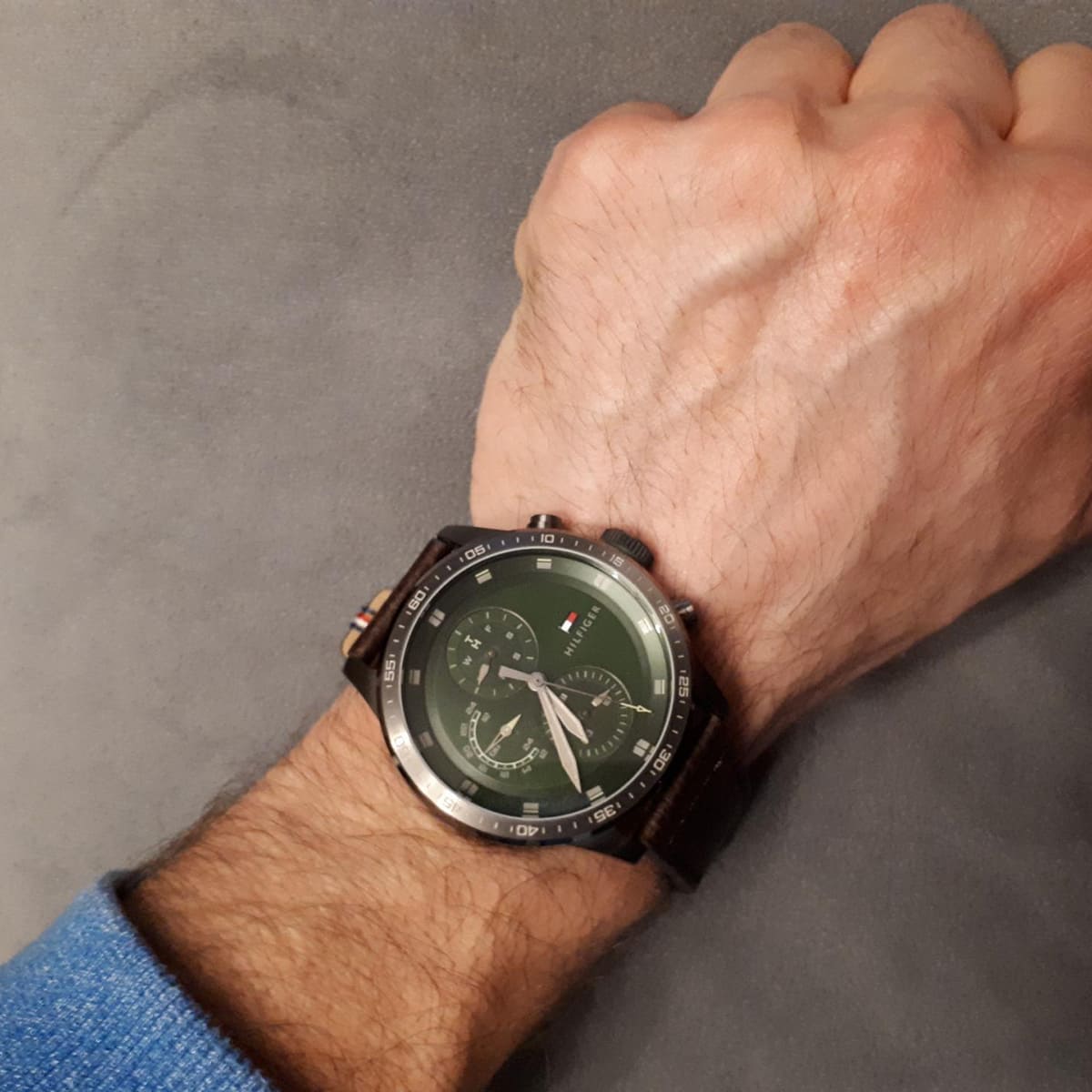Đồng hồ nam Tommy Hilfiger Green Dial Leather Strap Watch For Men 1791809 1