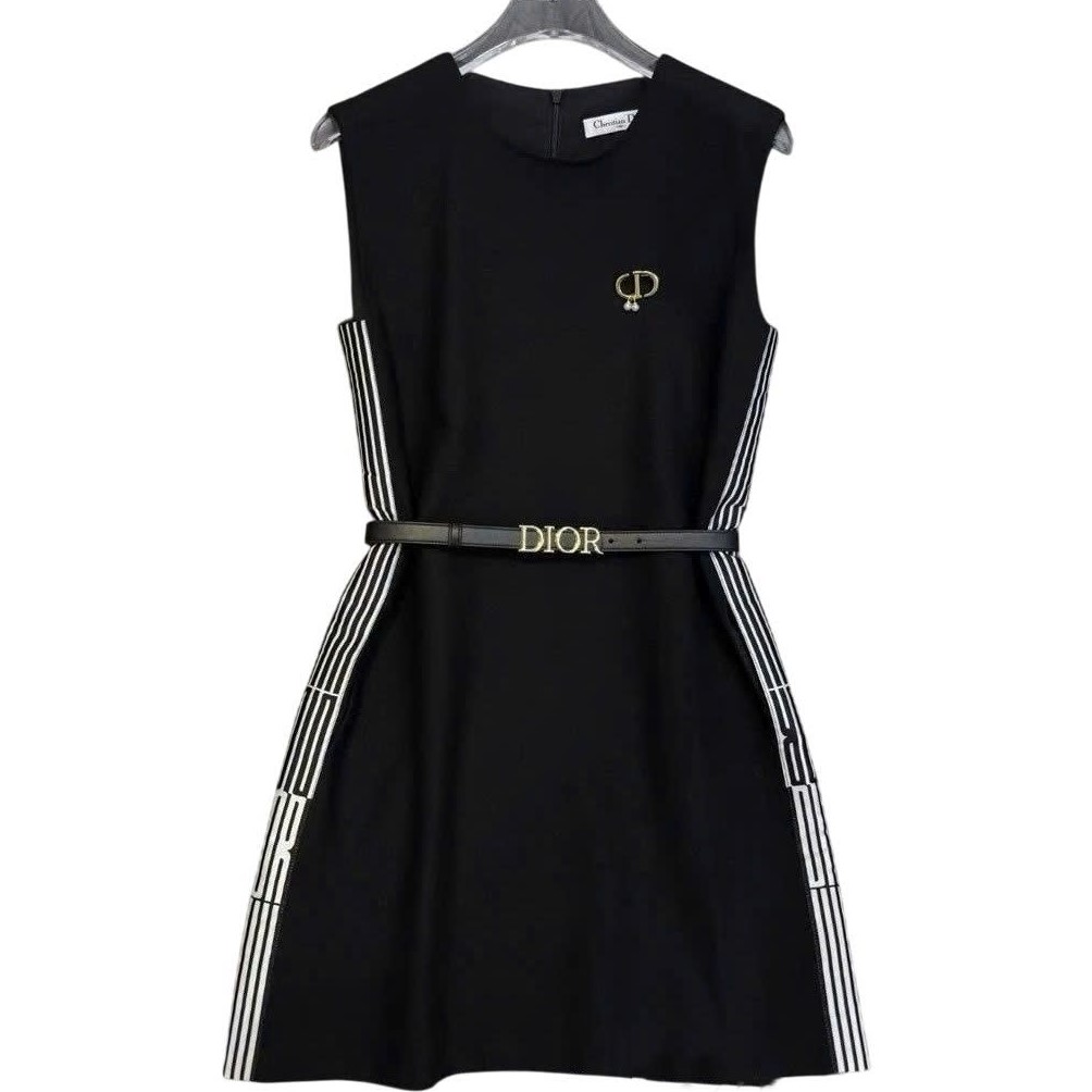 Áo đầm sát nách nữ Dior đen xám 8