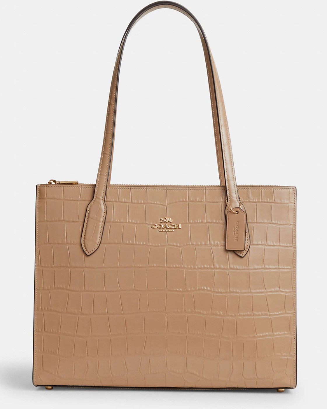 TÚI COACH NỮ NINA TOTE CROCODILE-EMBOSSED LEATHER AND SMOOTH LEATHER BAG IN GOLD TAUPE CL654 1