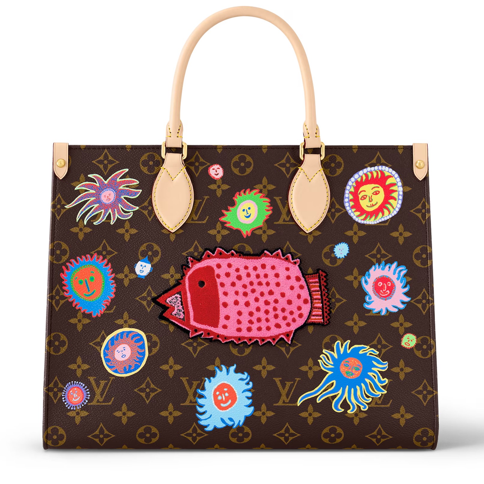 TÚI TOTE LV LOUIS VUITTON ONTHEGO MONOGRAM CANVAS MM WITH FACES PRINT AND EMBROIDERY 5