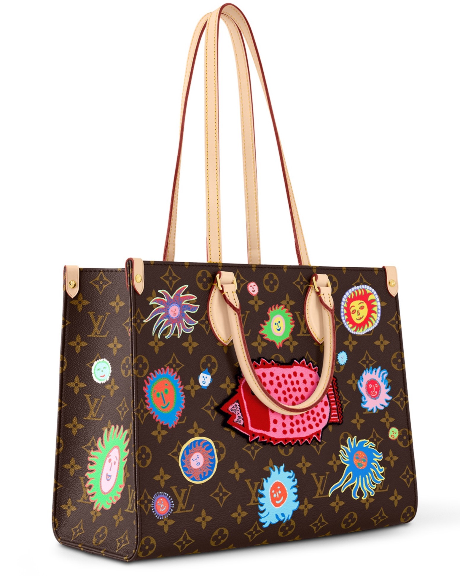 TÚI TOTE LV LOUIS VUITTON ONTHEGO MONOGRAM CANVAS MM WITH FACES PRINT AND EMBROIDERY 7