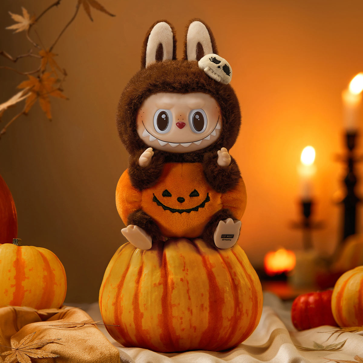The Monsters Labubu Happy Halloween Party Series-Sitting Pumpkin Vinyl Plush Pendant 6