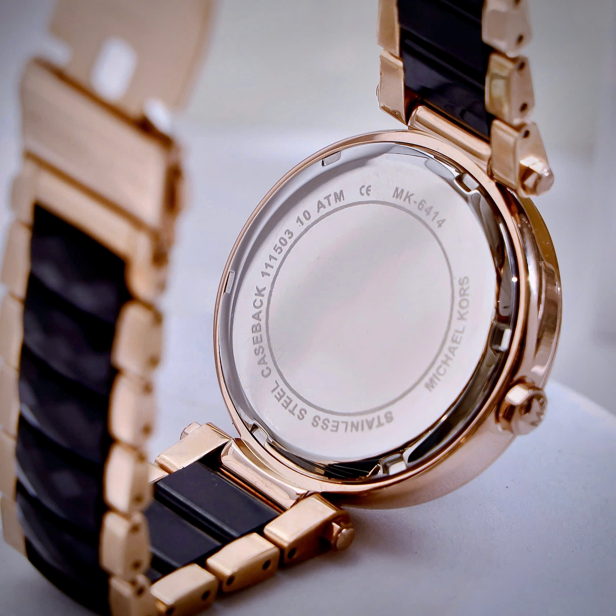 Đồng hồ nữ Michael Kors Parker Rose Gold-Tone and Acetate Watch MK6414 4