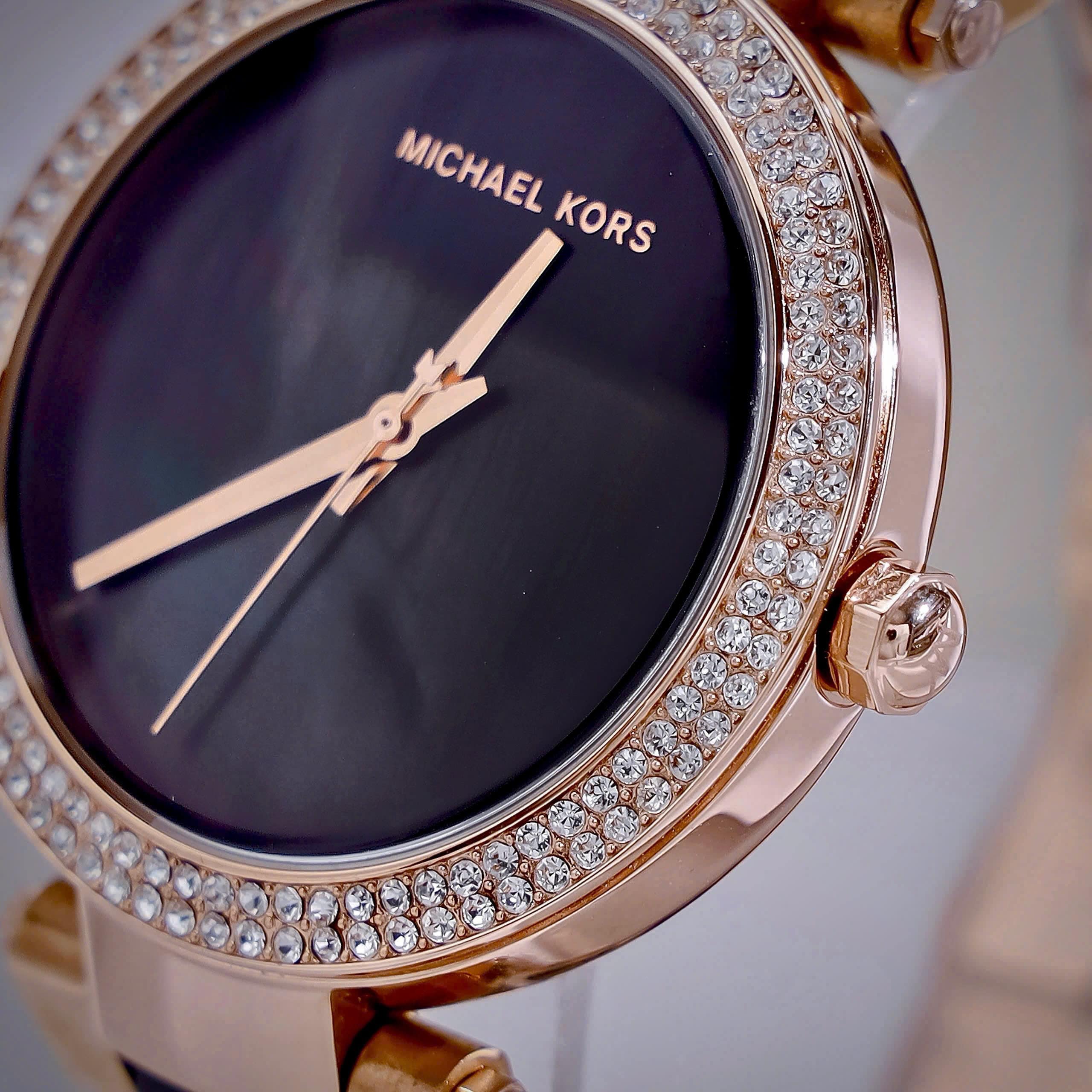 Đồng hồ nữ Michael Kors Parker Rose Gold-Tone and Acetate Watch MK6414 5