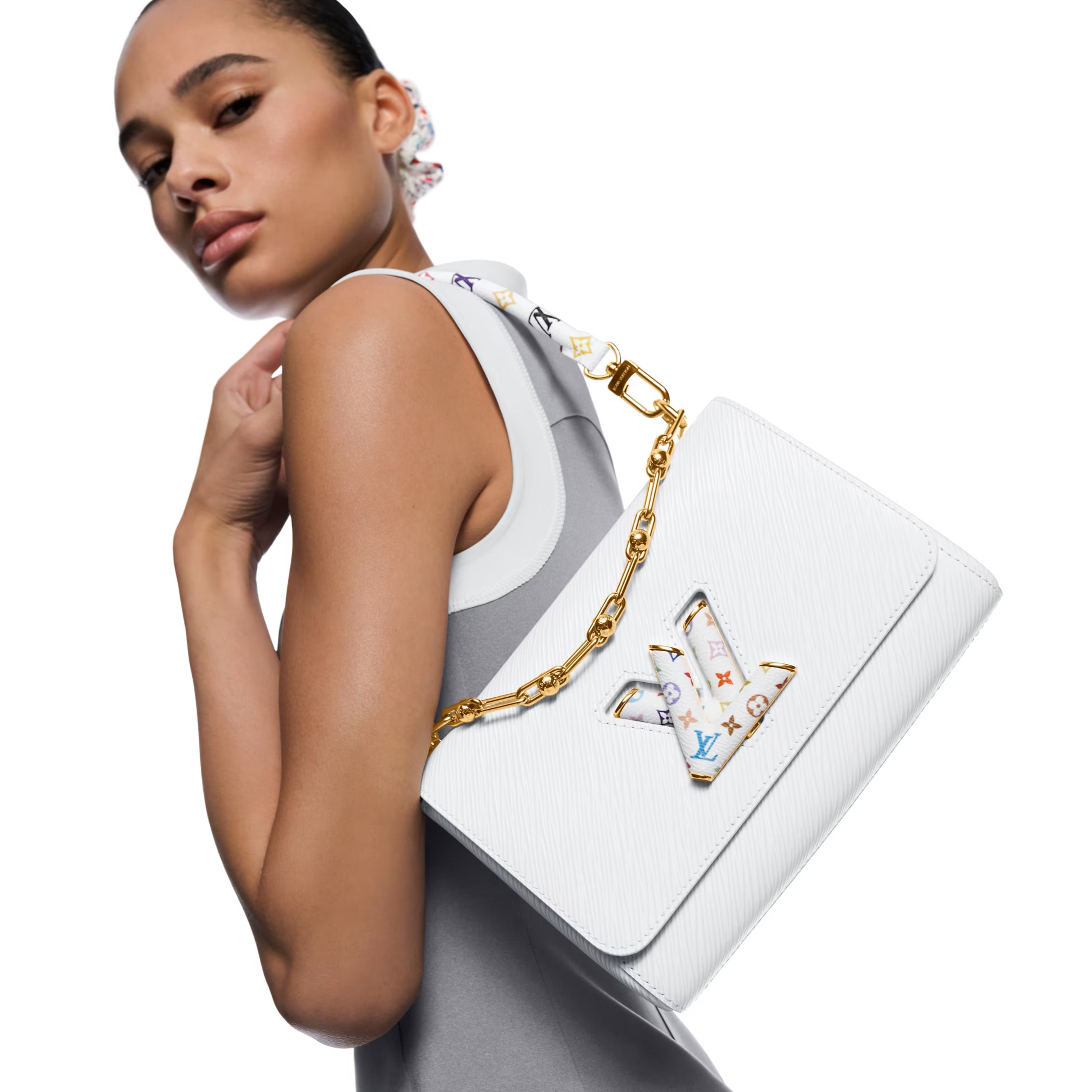 Túi Louis Vuitton LV x TM Twist MM Slim White 8
