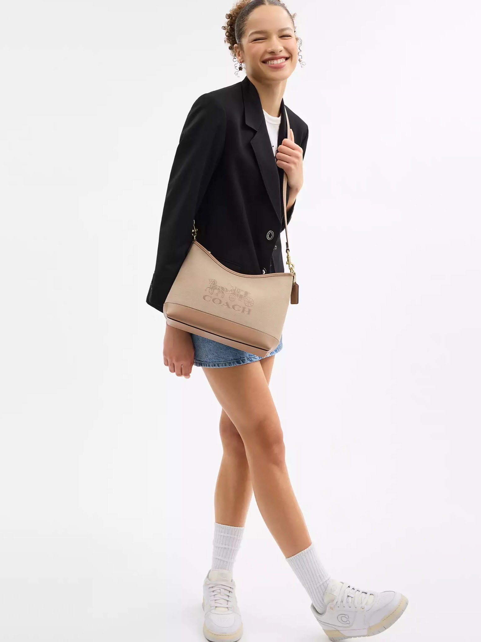 Túi Coach nữ Laurel Shoulder Bag With Horse And Carriage Dark Natural Multi CAK91 5