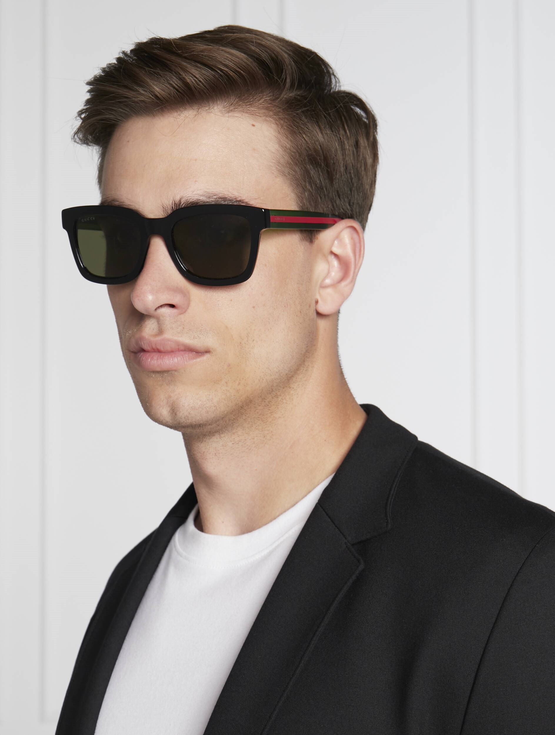 Mắt kính Gucci Black and Green with Red Stripe GG0001SN 2
