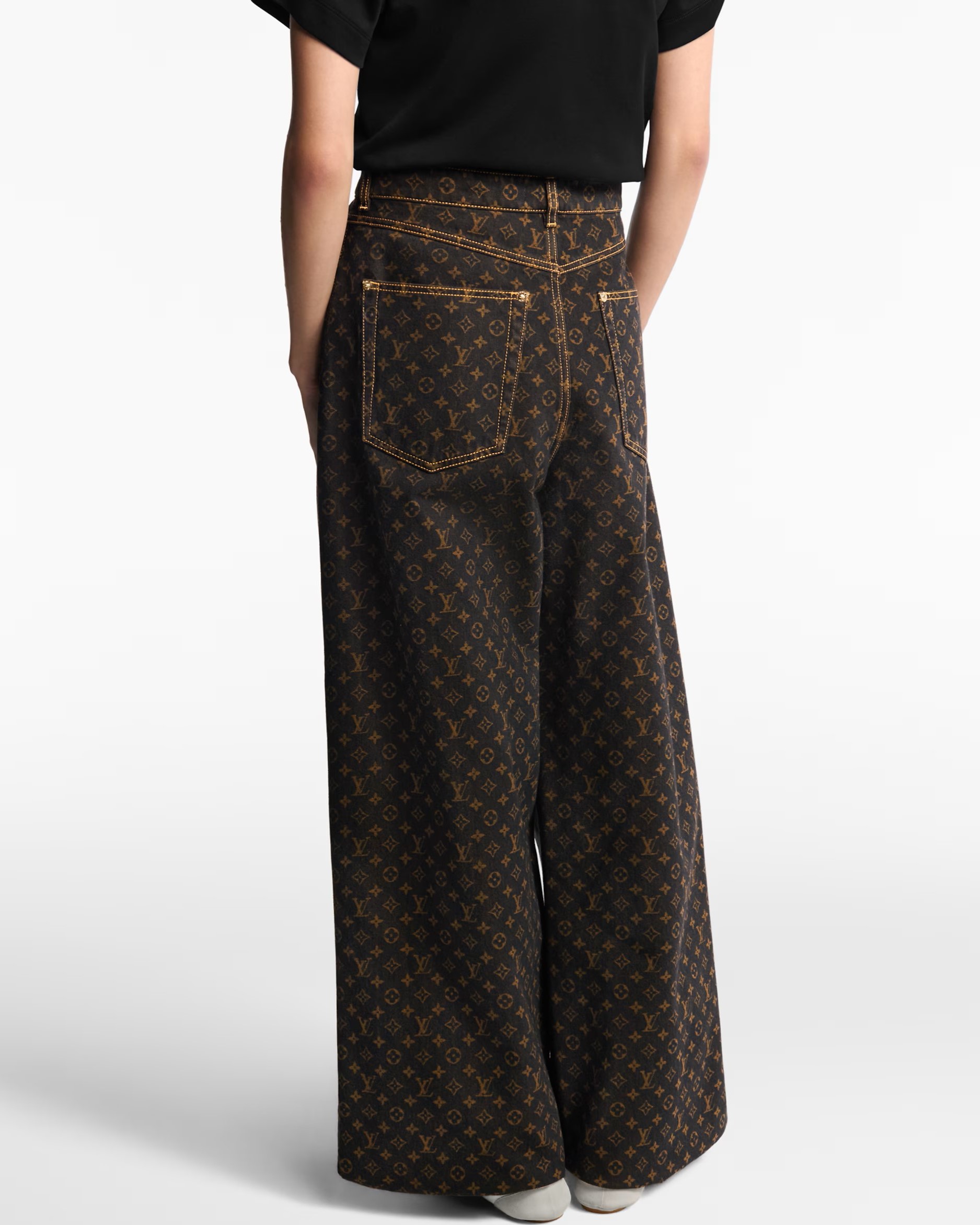 Quần LV nữ Louis Vuitton Monogram Straight-Cut Jeans Monogram Brown 2