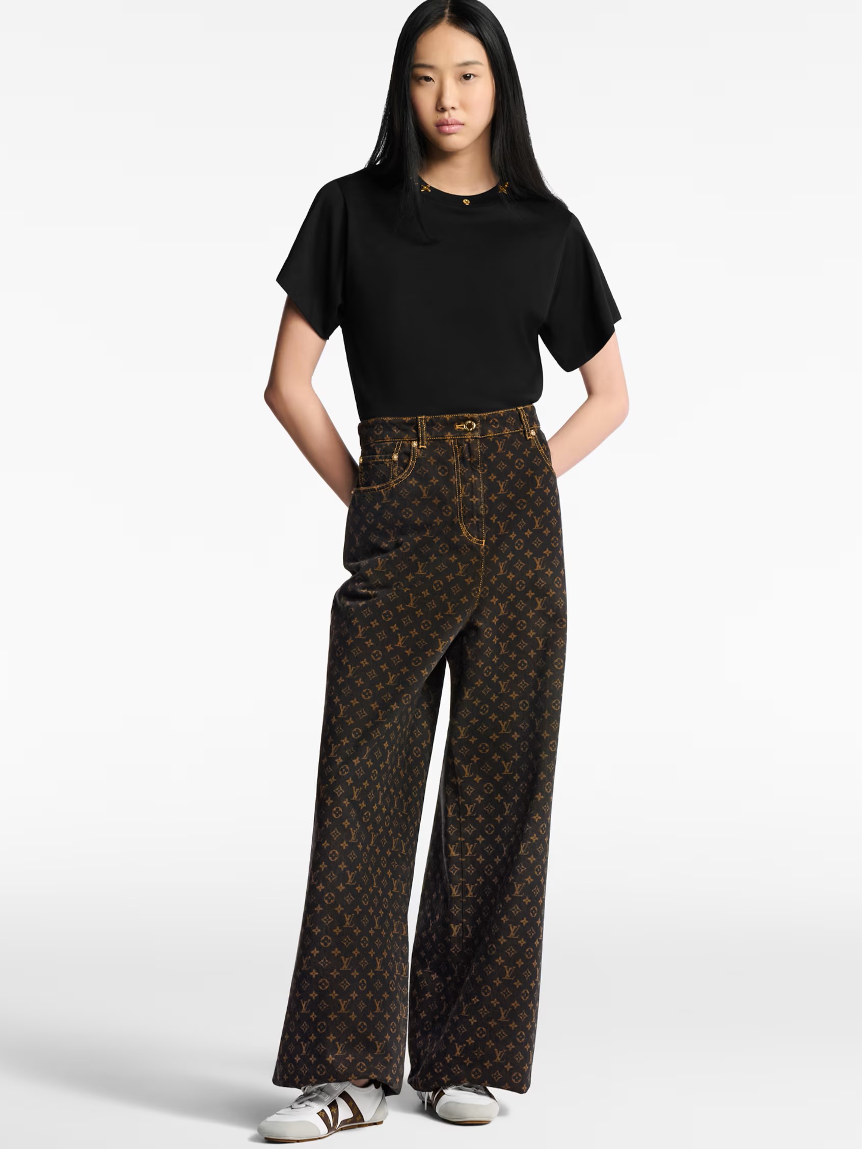 Quần LV nữ Louis Vuitton Monogram Straight-Cut Jeans Monogram Brown 3