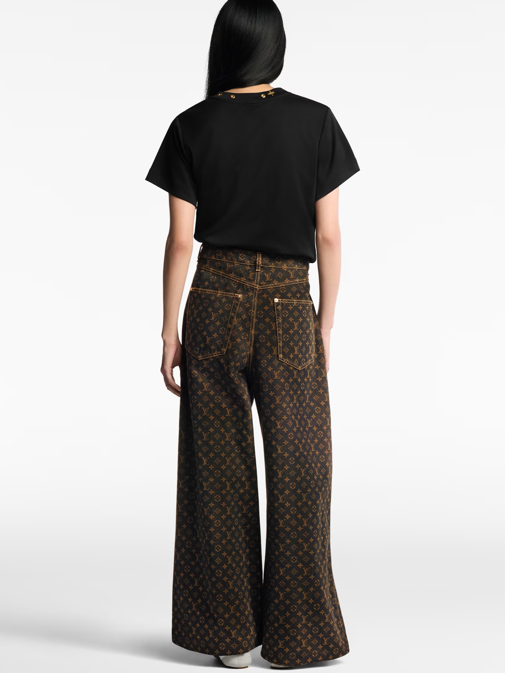 Quần LV nữ Louis Vuitton Monogram Straight-Cut Jeans Monogram Brown 4