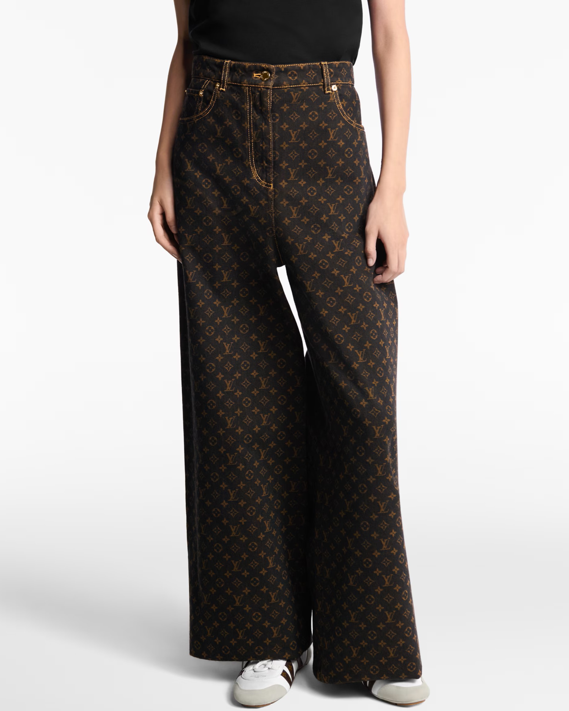 Quần LV nữ Louis Vuitton Monogram Straight-Cut Jeans Monogram Brown 1