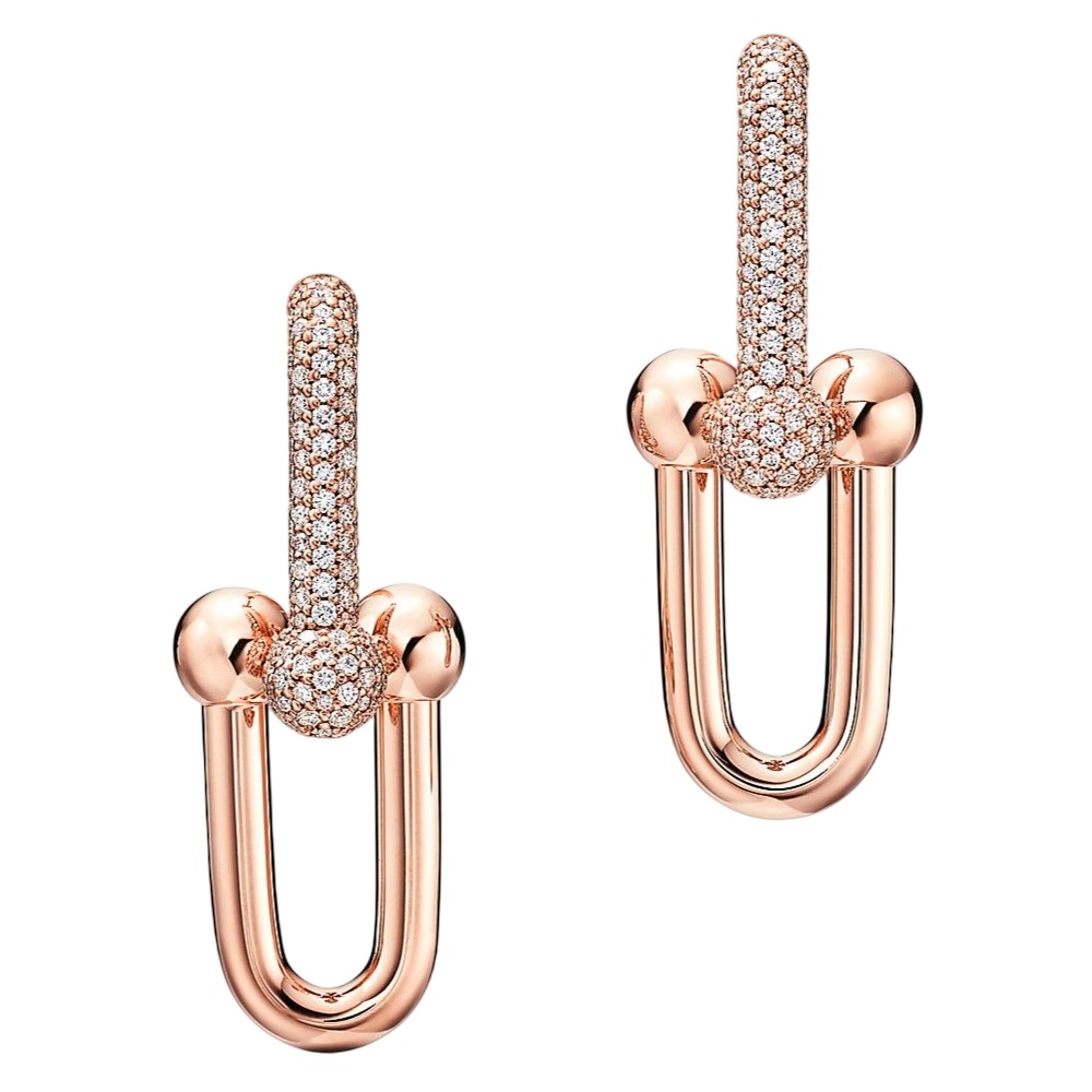 Hoa tai Tiffany & Co Large Link Earrings in Rose Gold with Pavé Diamonds 3