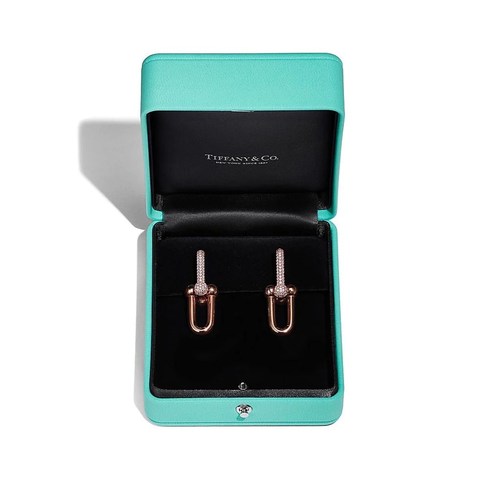 Hoa tai Tiffany & Co Large Link Earrings in Rose Gold with Pavé Diamonds 7