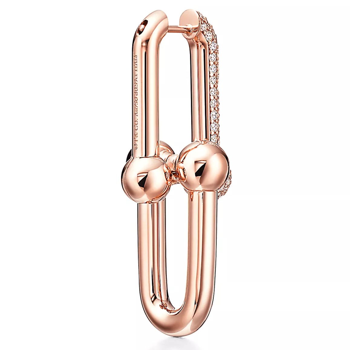Hoa tai Tiffany & Co Large Link Earrings in Rose Gold with Pavé Diamonds 11